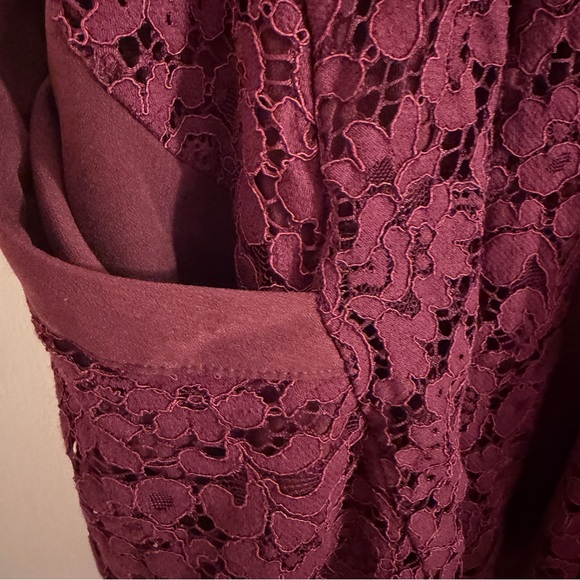 Free People Elegant Burgundy Lace Dress XS - Picture 7 of 8